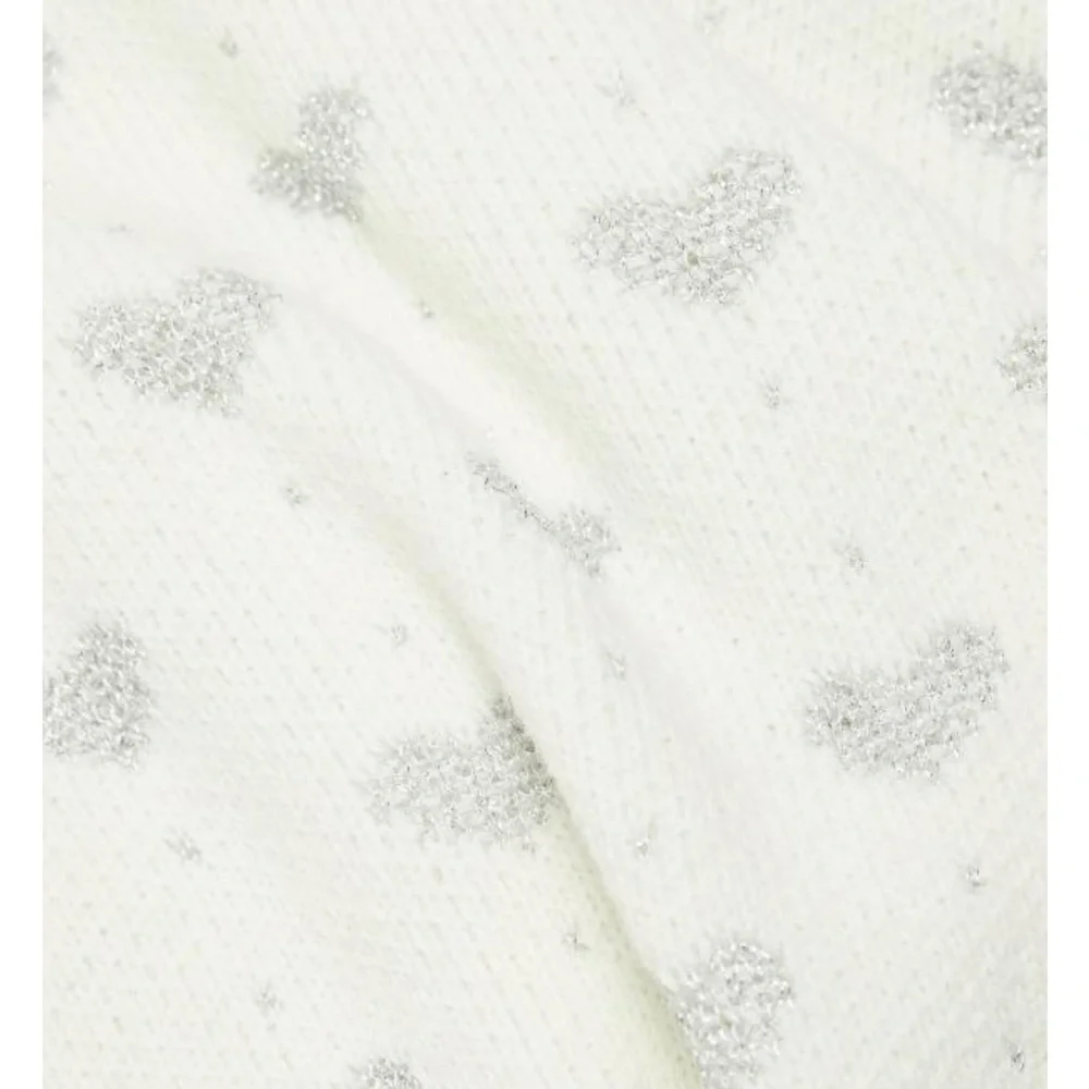 Splendid Cream V-Neck Sweater with Gray Heart Pattern - Picture 2 of 4